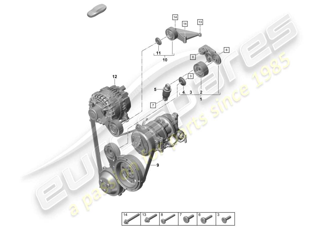 porsche 2020 (718 cayman) poly-v-belt belt tensioner damper parts diagram