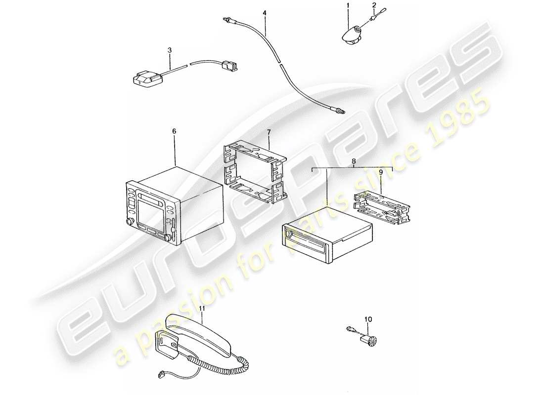 porsche 1997 (986 boxster) navigation system - support part/receiver - d >> - mj 2002 part diagram