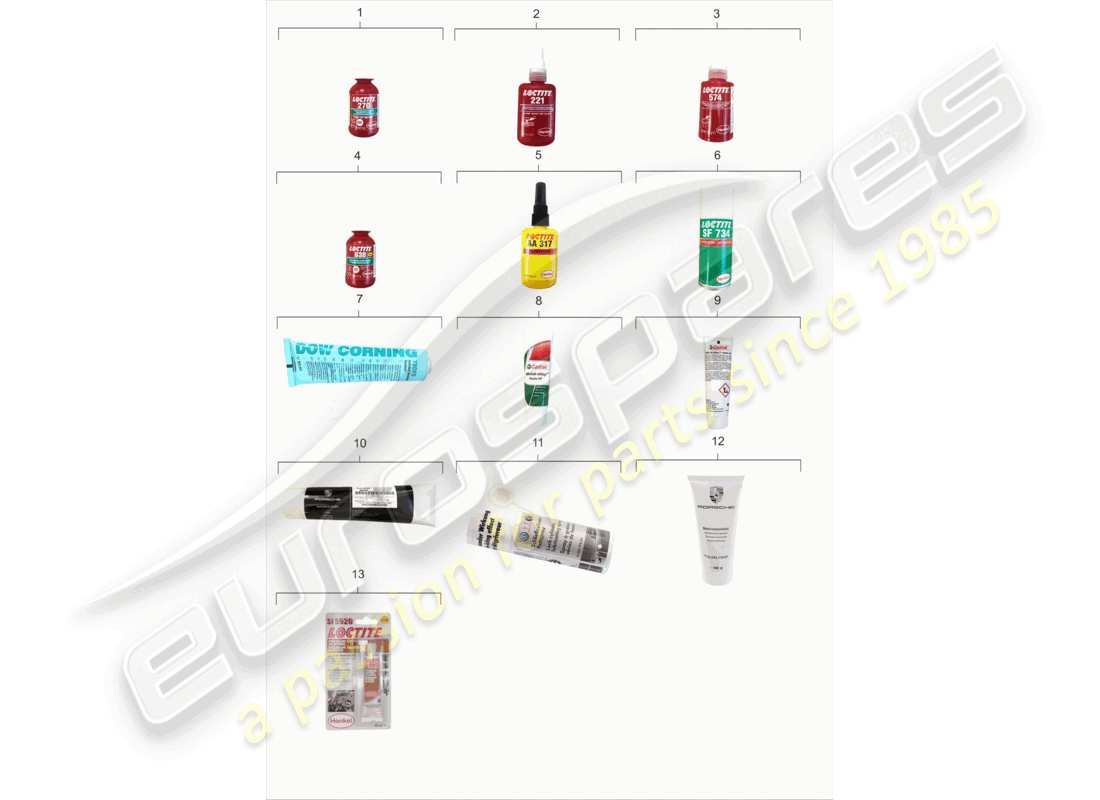 porsche 2002 (986 boxster) locking fluid adhesive and sealant parts diagram