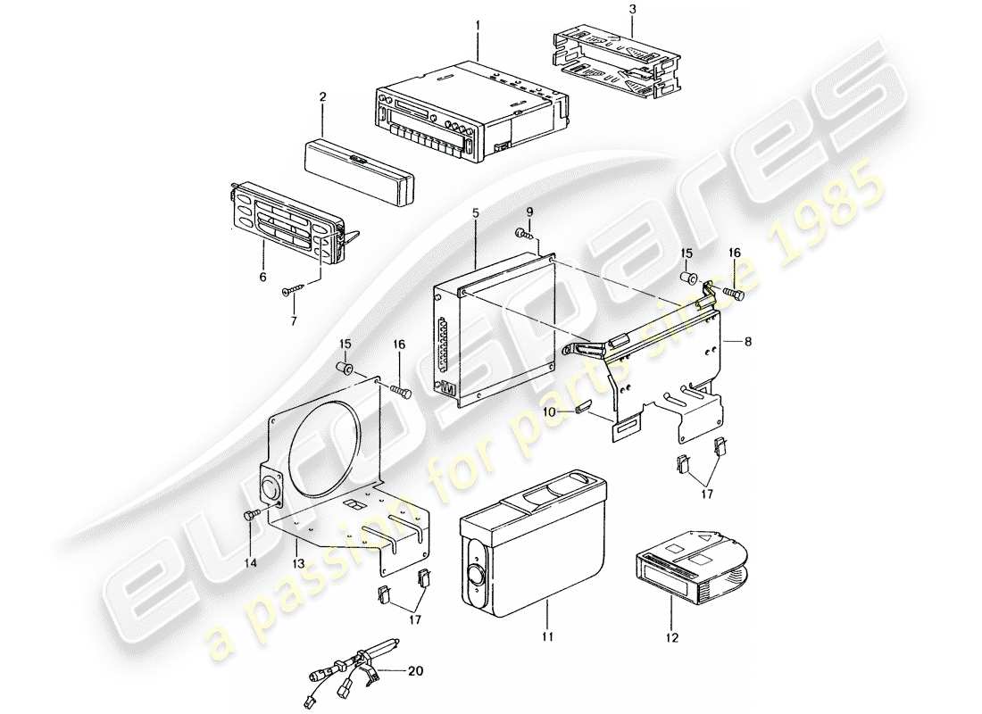 porsche 2001 (986 boxster) radio unit - amplifier - d >> - mj 2002 part diagram
