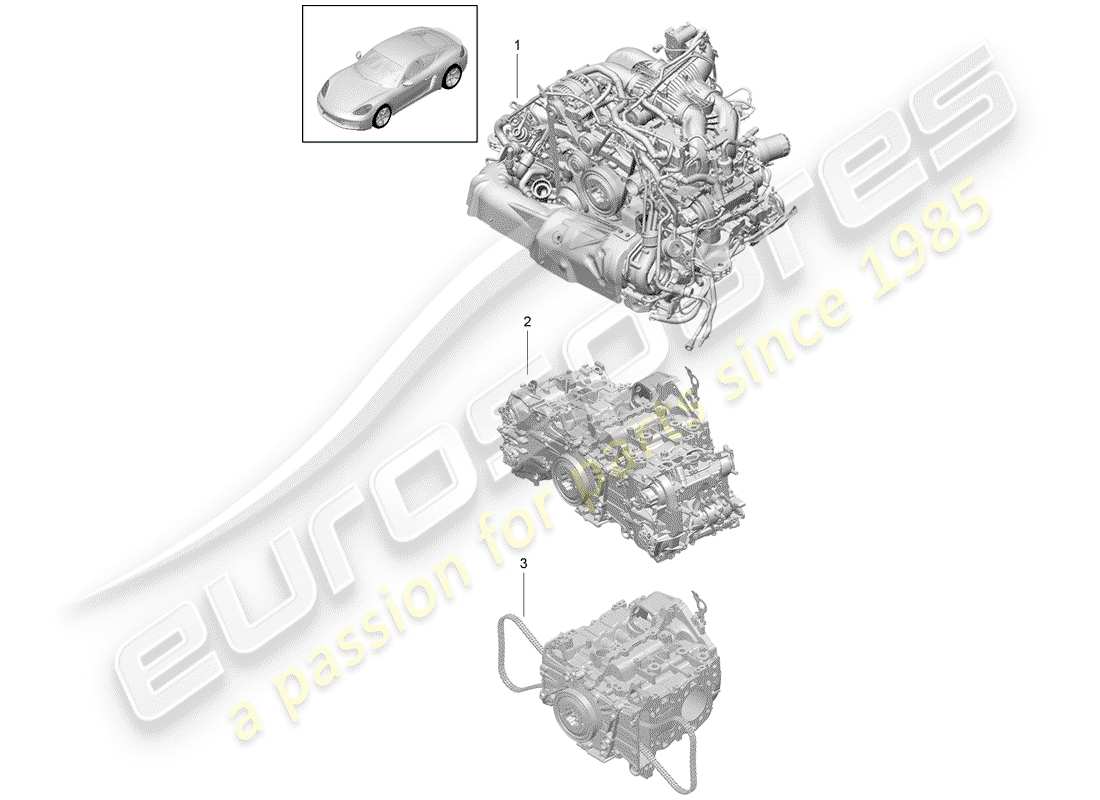 porsche 2020 (718 cayman) replacement engine part diagram