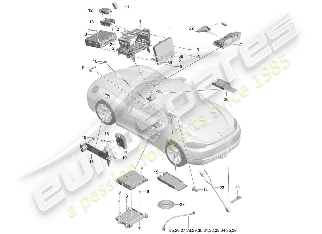 porsche 2020 (718 cayman) operating unit part diagram