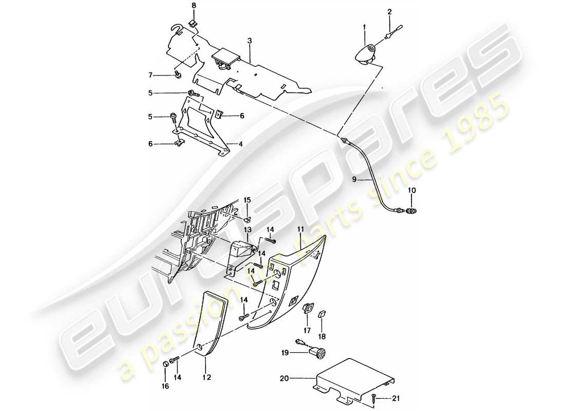 porsche 1997 (986 boxster) phone preparation part diagram