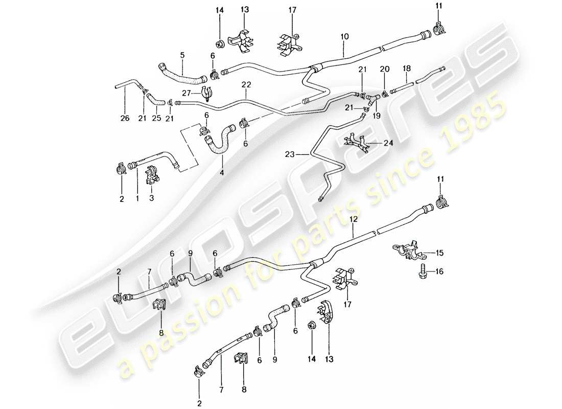 porsche 2001 (986 boxster) water cooling part diagram