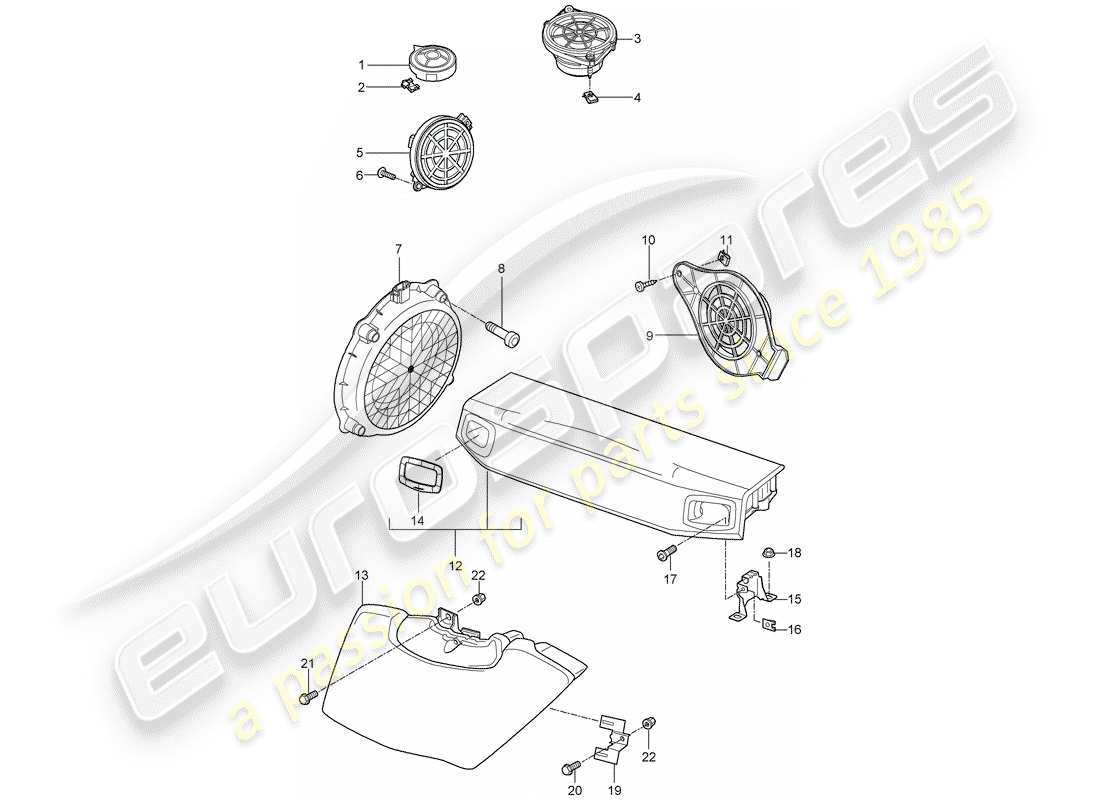 porsche 2011 (997-2 turbo / gt2 rs) loudspeaker part diagram