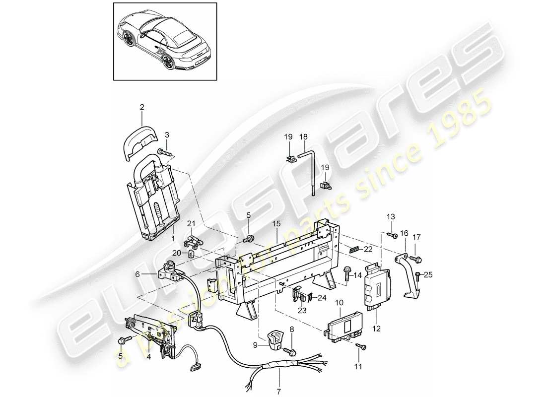 porsche 2011 (997-2 turbo / gt2 rs) roll bar part diagram