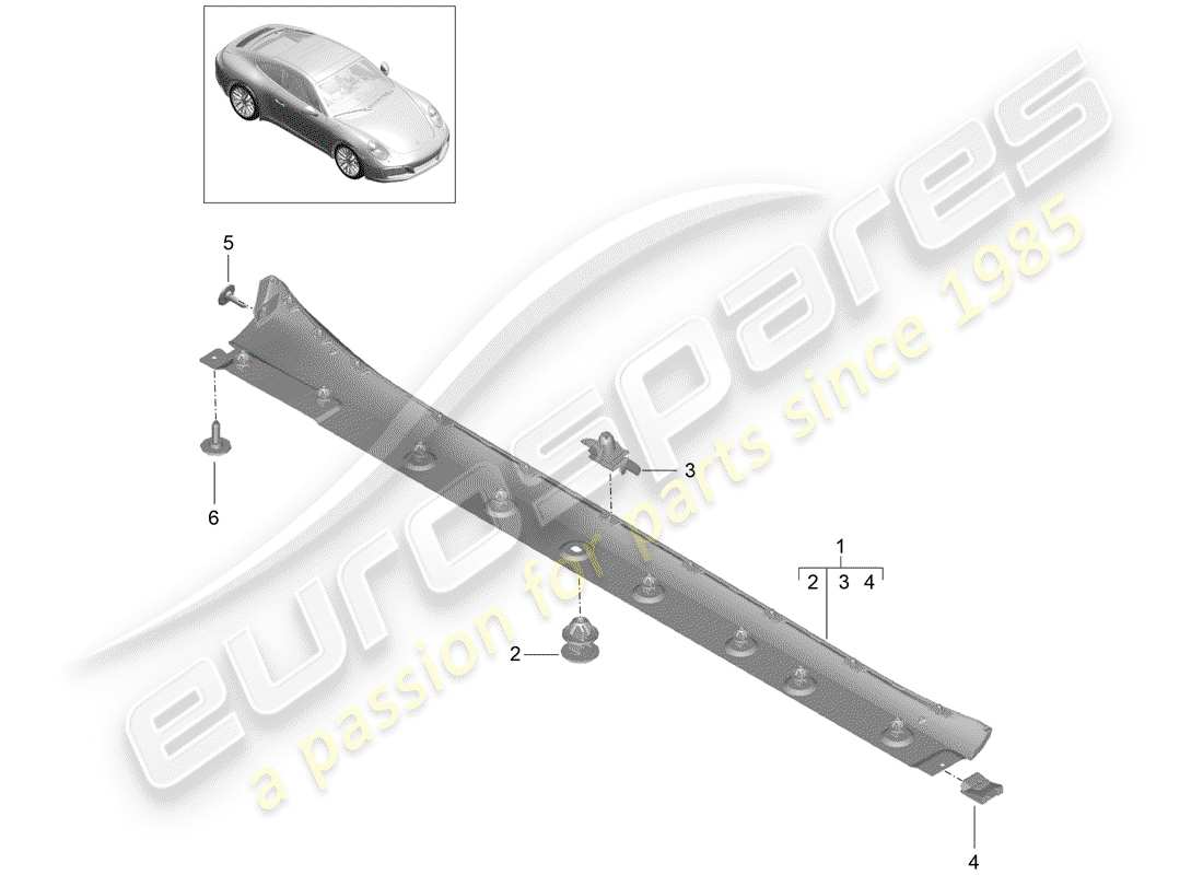 porsche 2018 (991-2) side member trim parts diagram