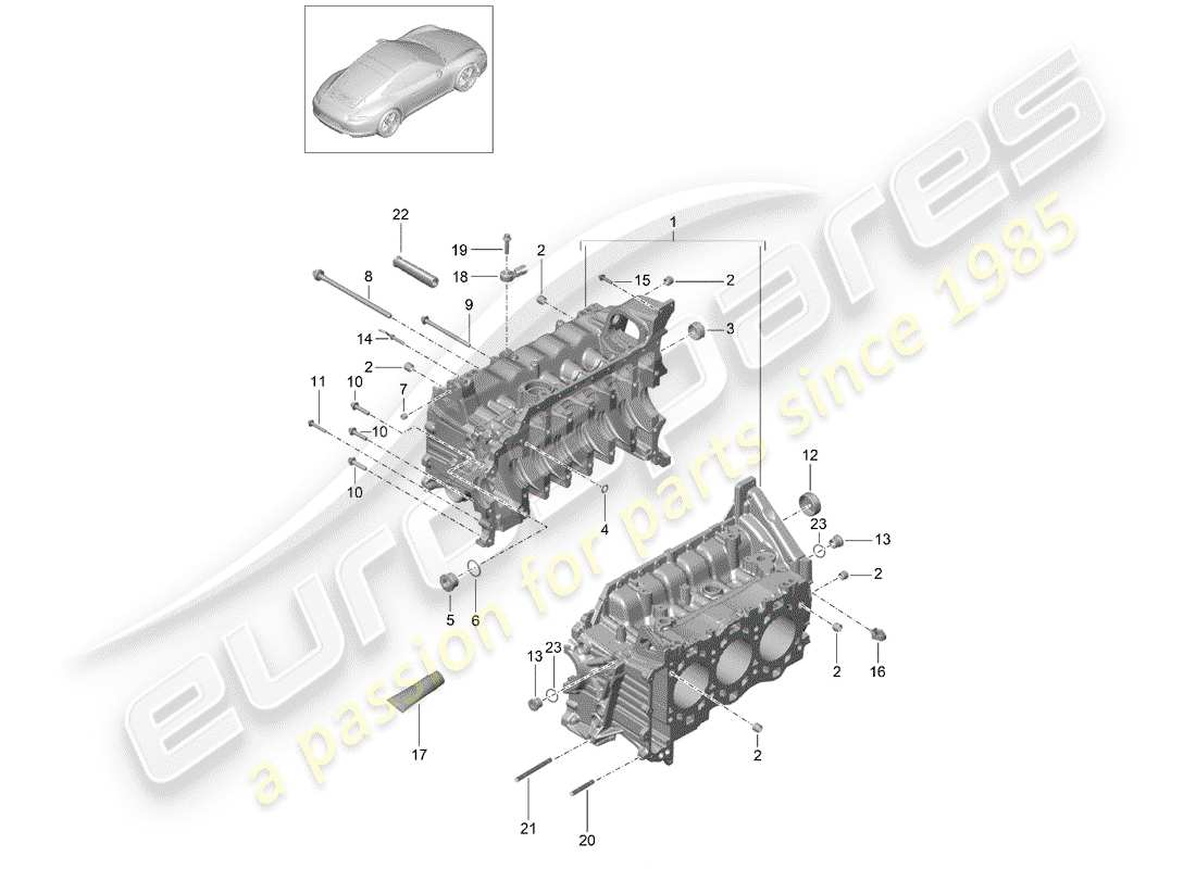 porsche 991 (2015) crankcase parts diagram