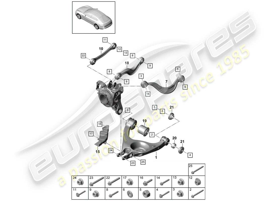 porsche 2020 (panamera 971-1) track control arm parts diagram