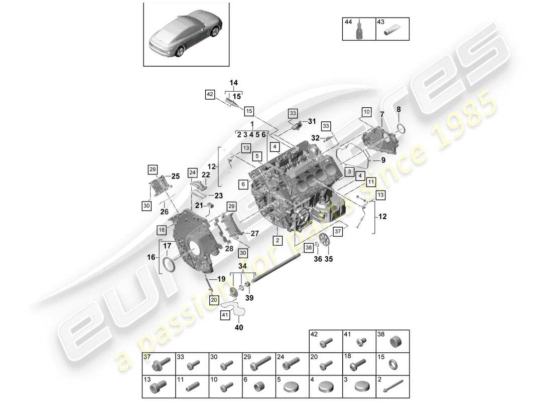 porsche 2020 (panamera 971-1) crankcase parts diagram