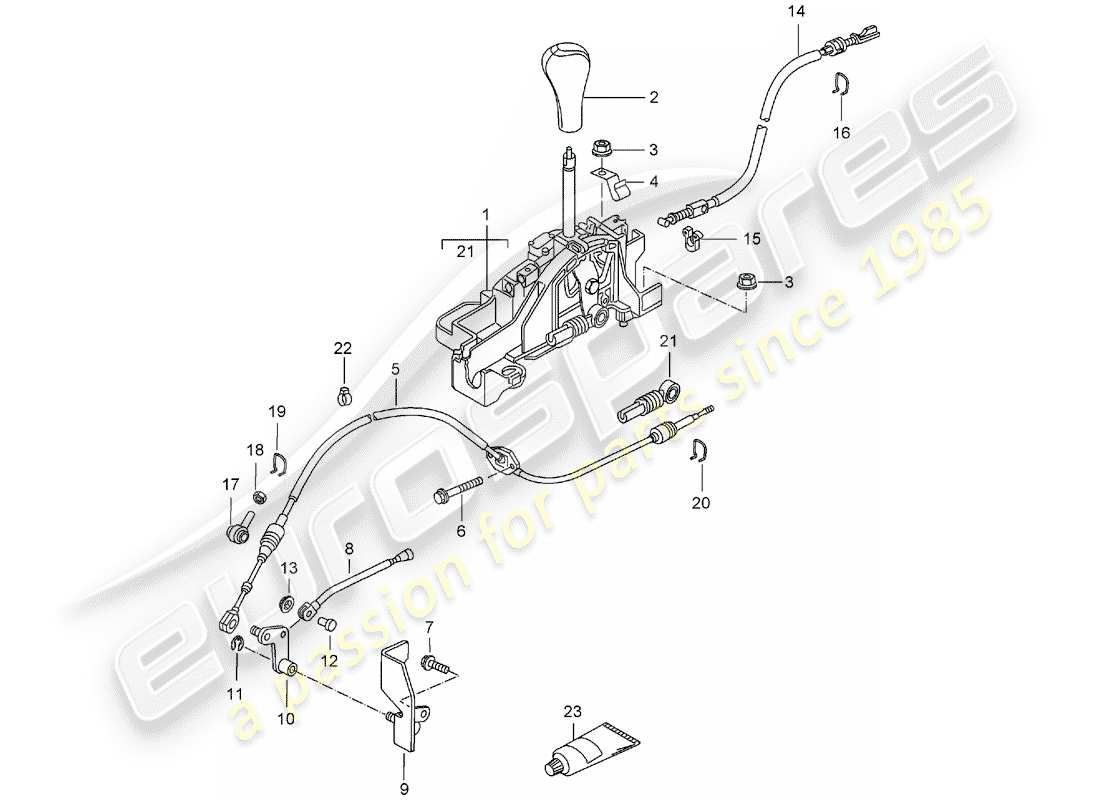 porsche 2001 (986 boxster) selector lever - tiptronic part diagram