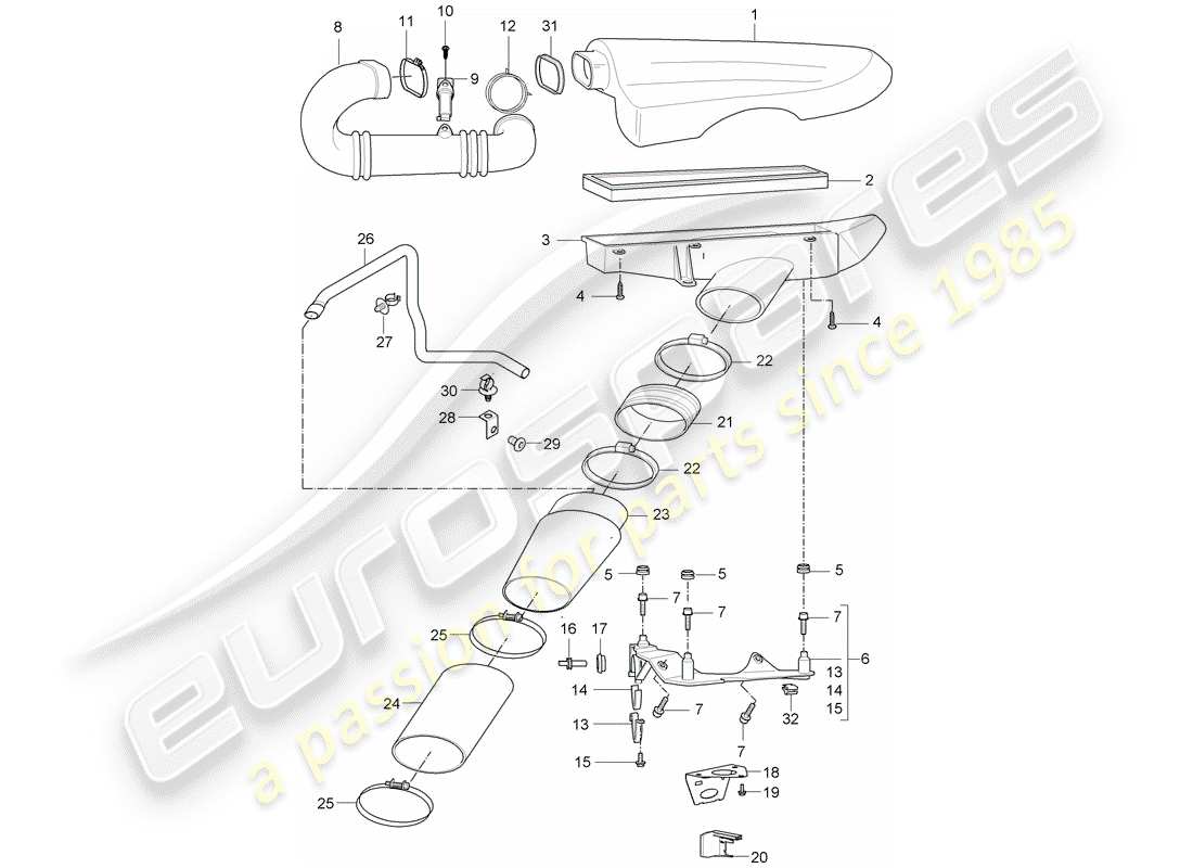 porsche 2006 (carrera gt) air cleaner system part diagram