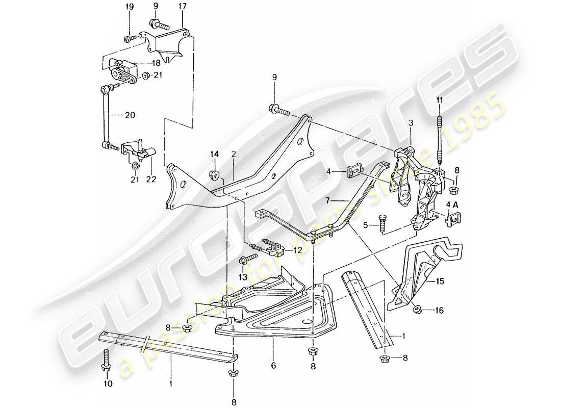 porsche 1998 (986 boxster) rear axle - side panel - bracket part diagram