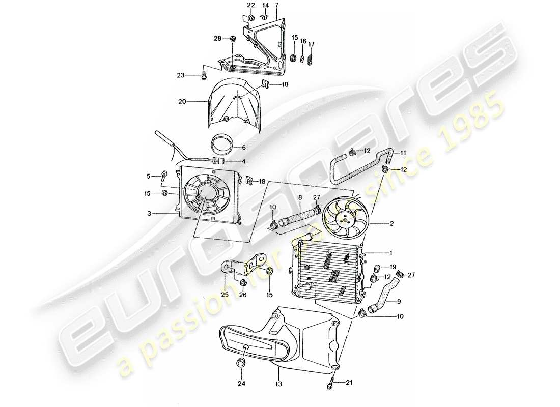 porsche 1998 (986 boxster) water cooling part diagram
