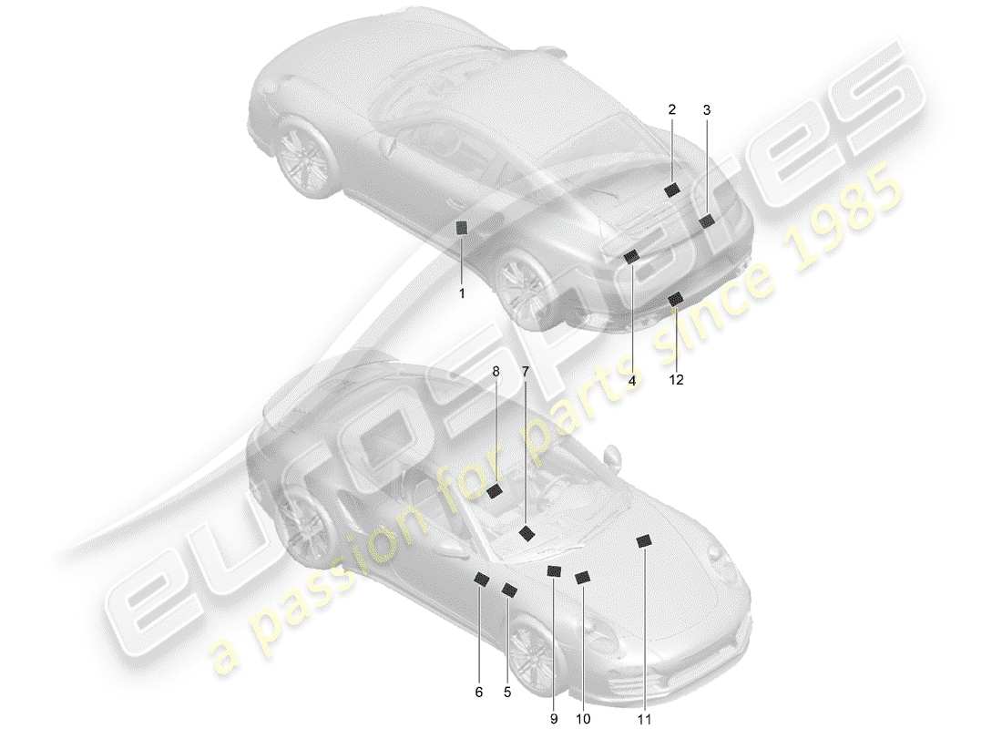 porsche 2015 (991-1 turbo) signs/notices part diagram