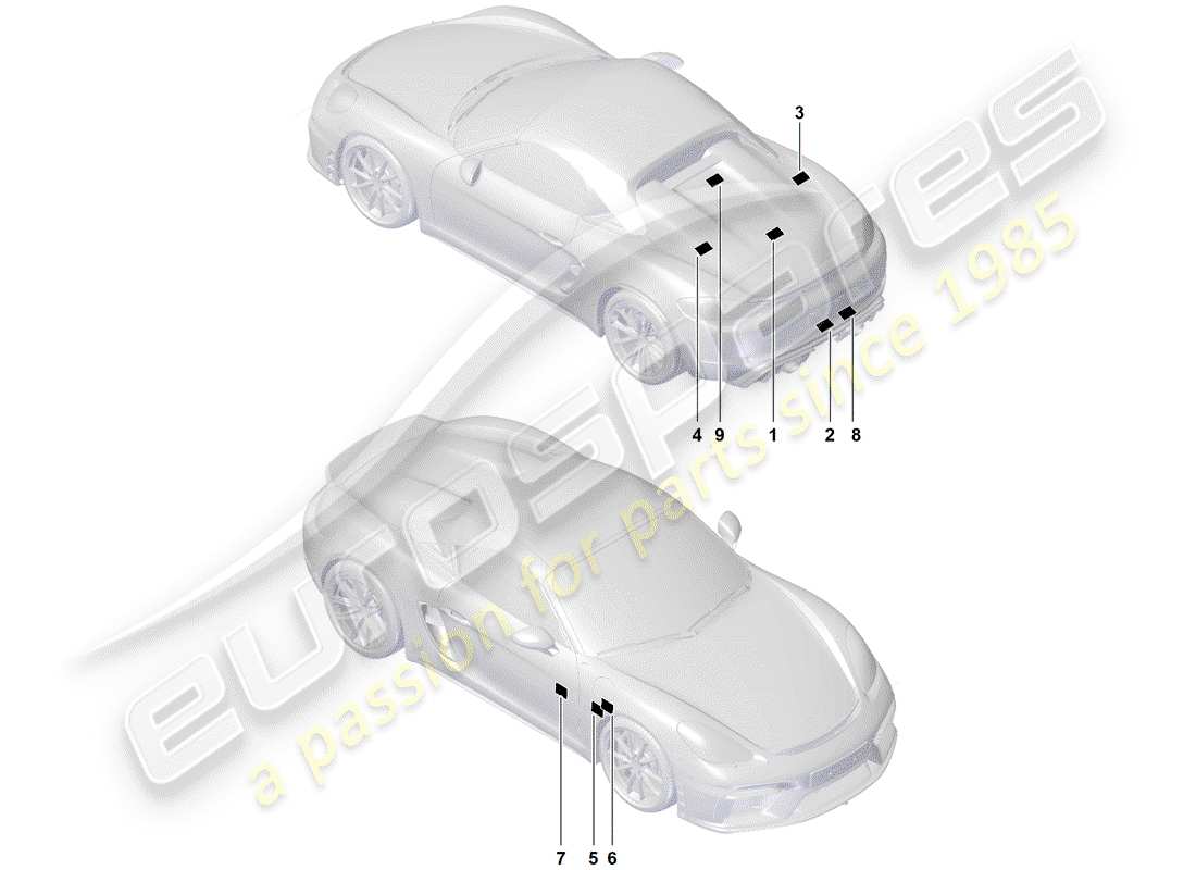 porsche 2020 (718 boxster spyder) signs/notices part diagram