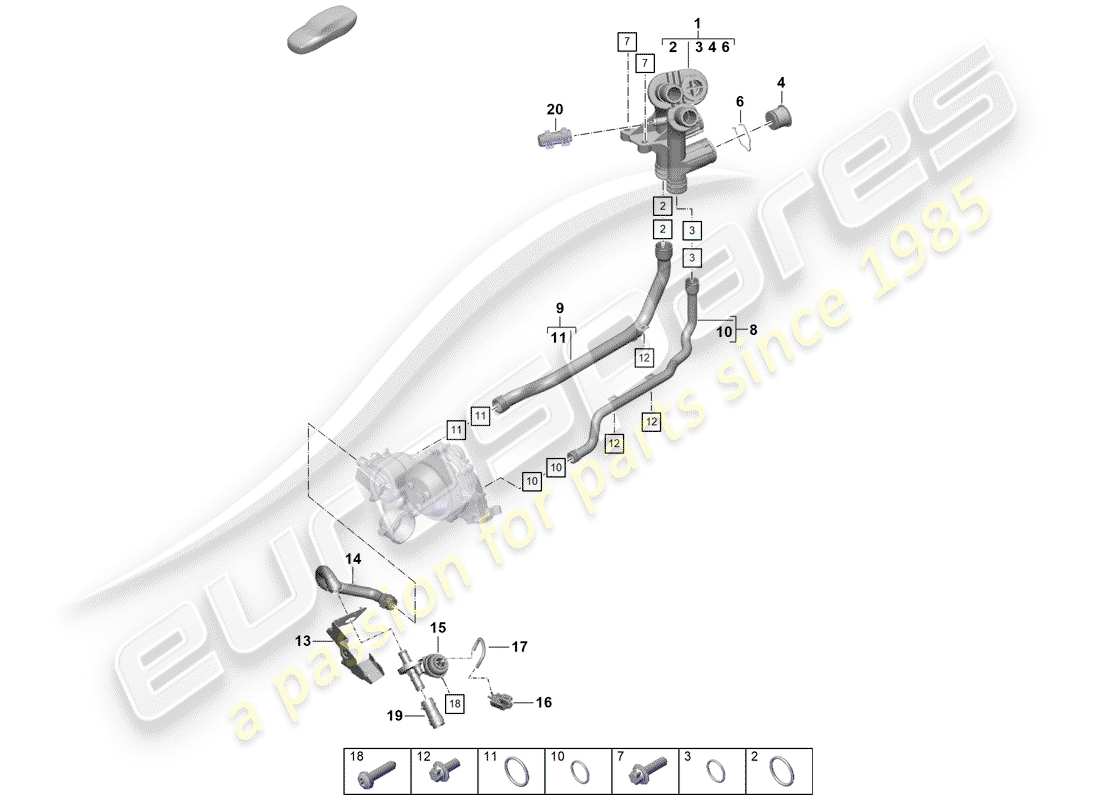 porsche 2020 (718 boxster spyder) water cooling part diagram