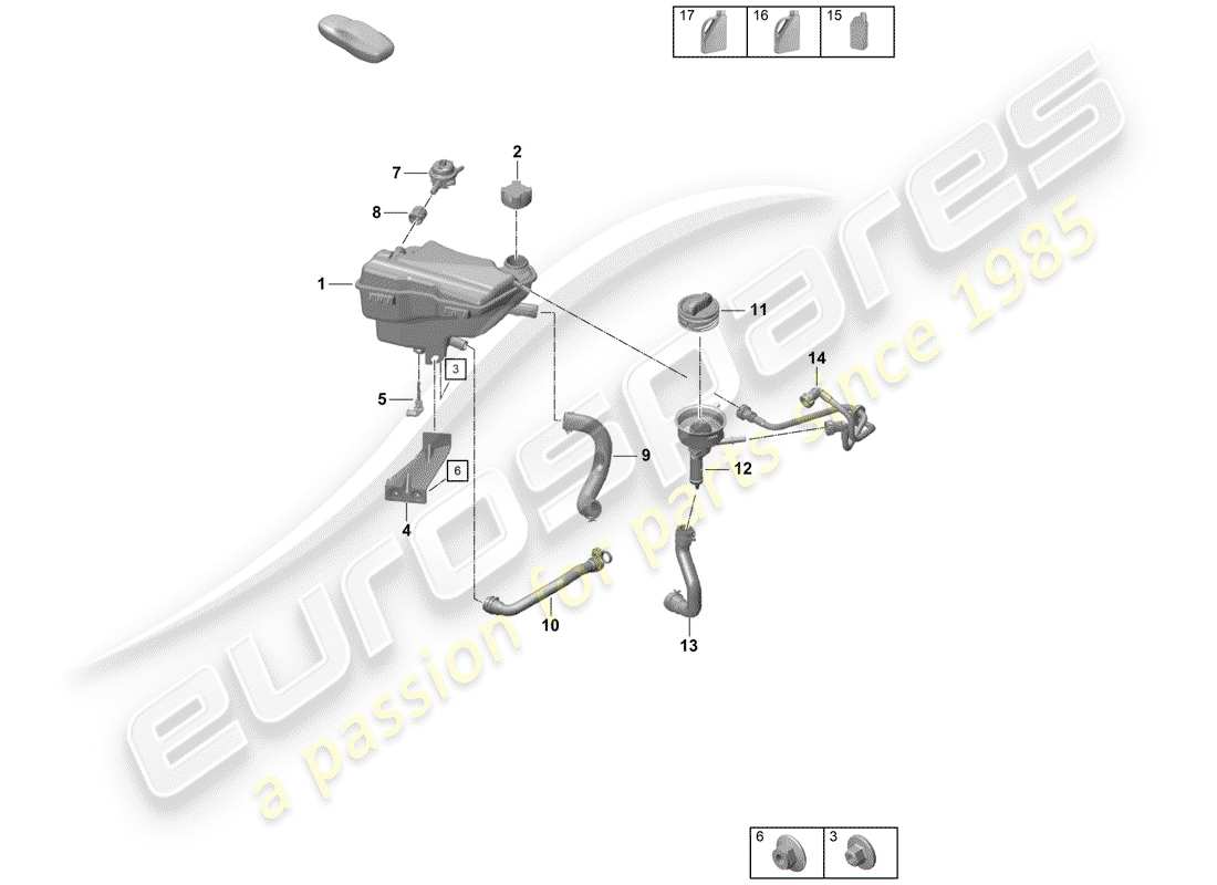 porsche 2020 (718 boxster spyder) coolant expansion tank part diagram