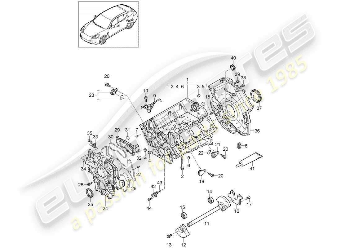 porsche 2016 (panamera 970) crankcase parts diagram