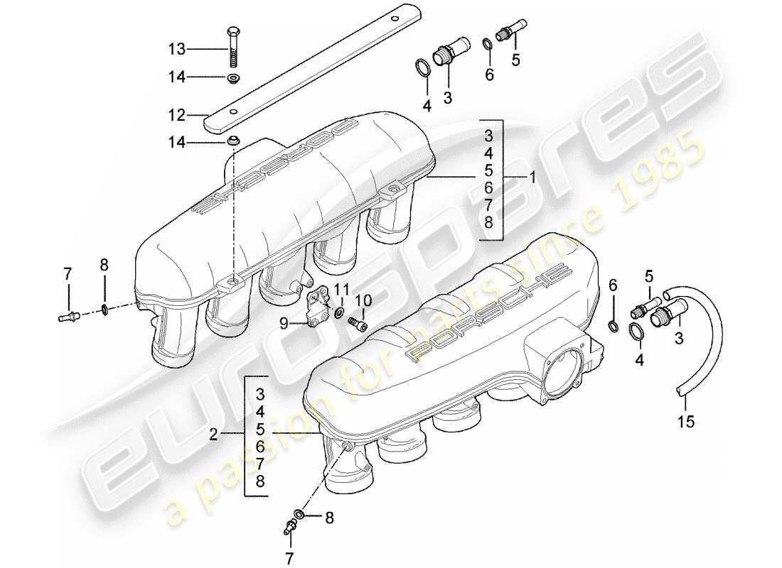 porsche 2006 (carrera gt) intake air distributor part diagram