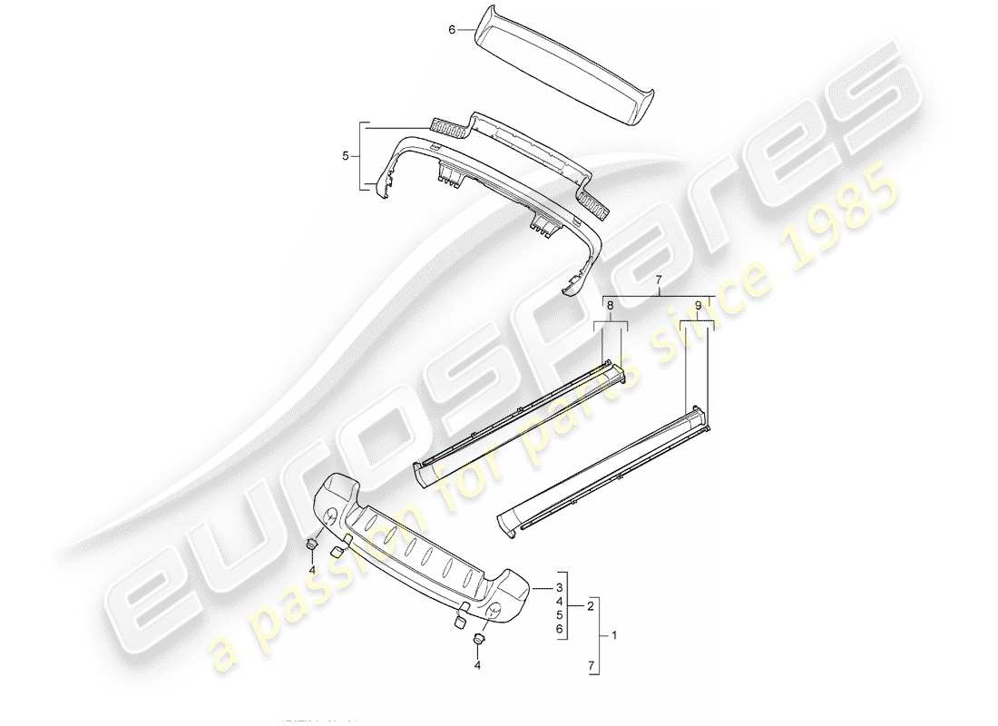 porsche 2017 (tequipment cayenne) sport design package part diagram