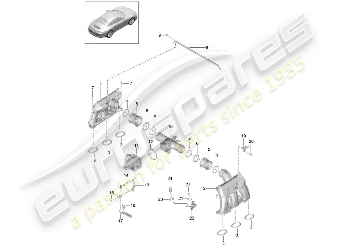 porsche 2018 (991-2) intake air distributor part diagram