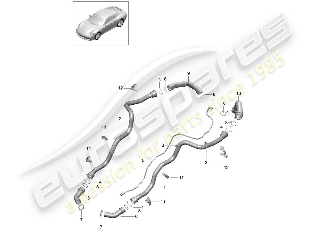 porsche 2017 (991-2) water cooling part diagram
