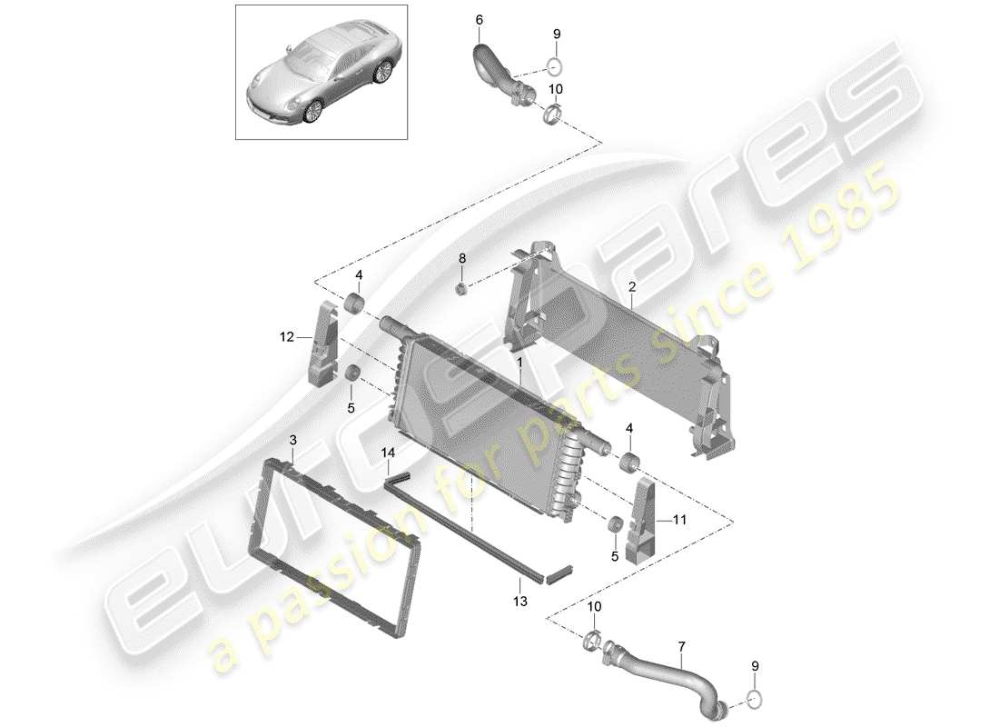 porsche 2017 (991-2) radiator part diagram