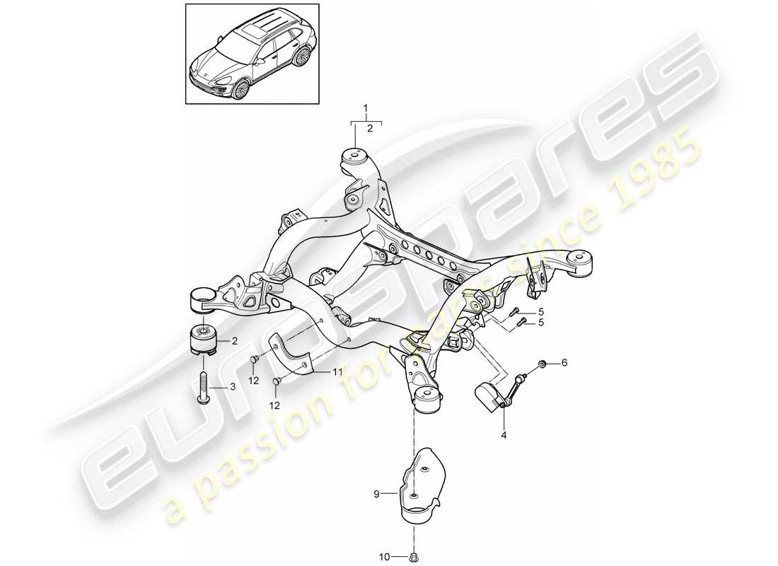 porsche 2011 (cayenne e2 92a) rear axle part diagram