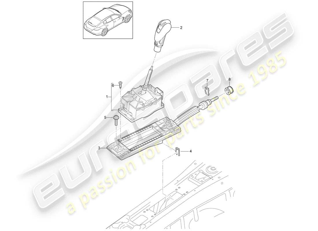 porsche 2012 (panamera 970) selector lever parts diagram