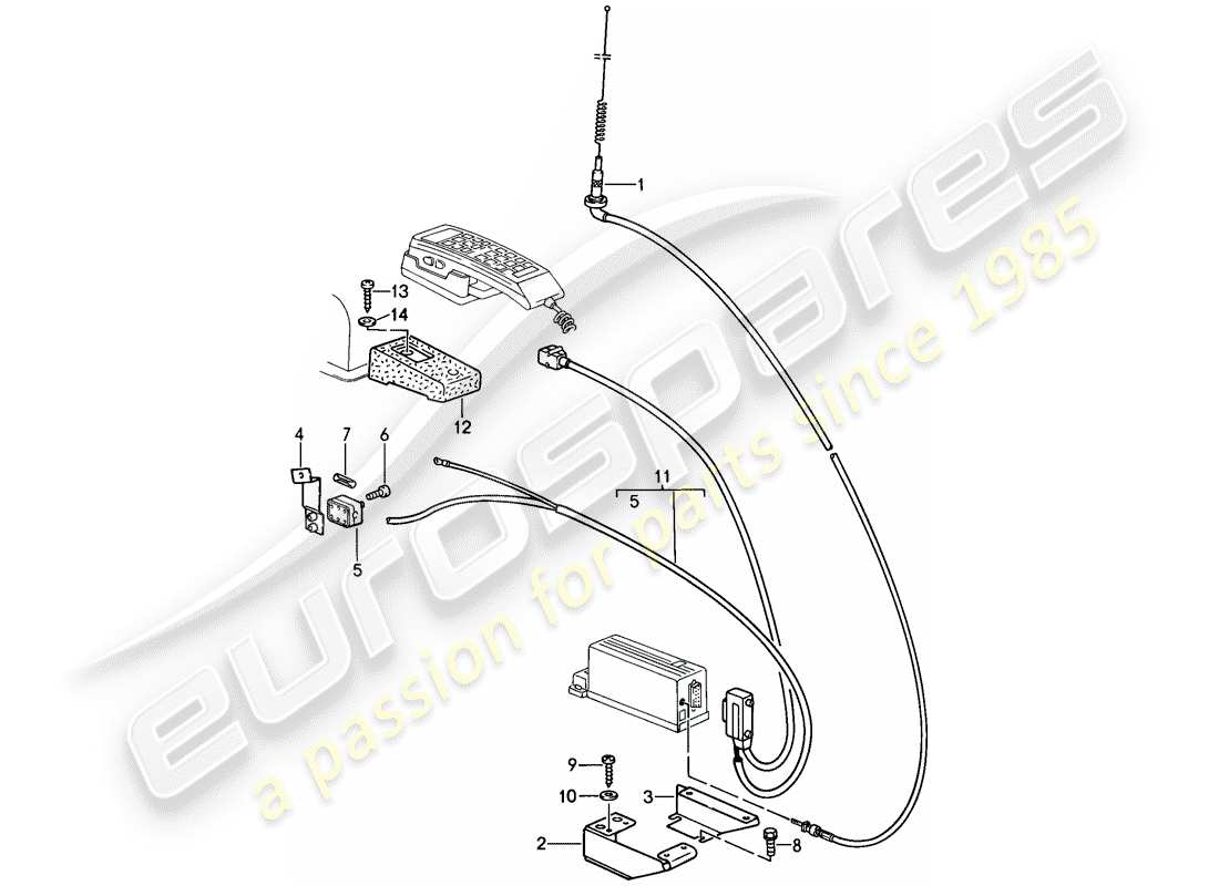 porsche 1989 (911) phone preparation part diagram