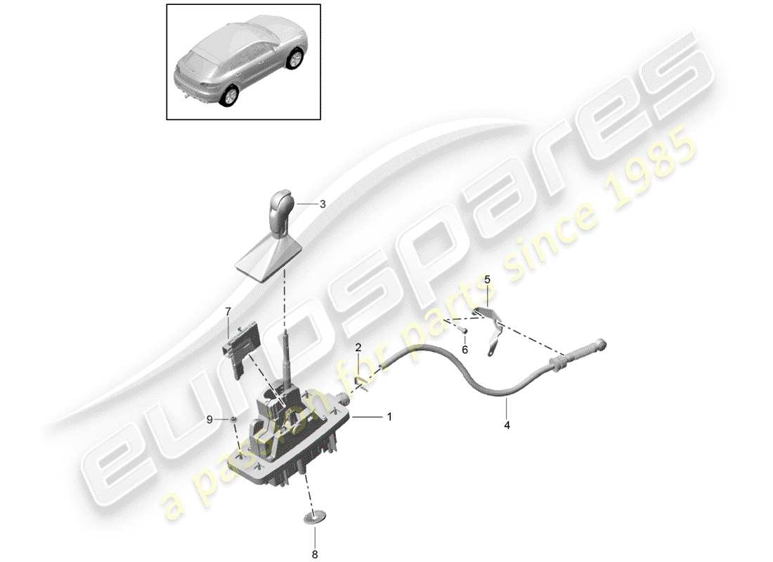 porsche 2019 (macan) selector lever part diagram