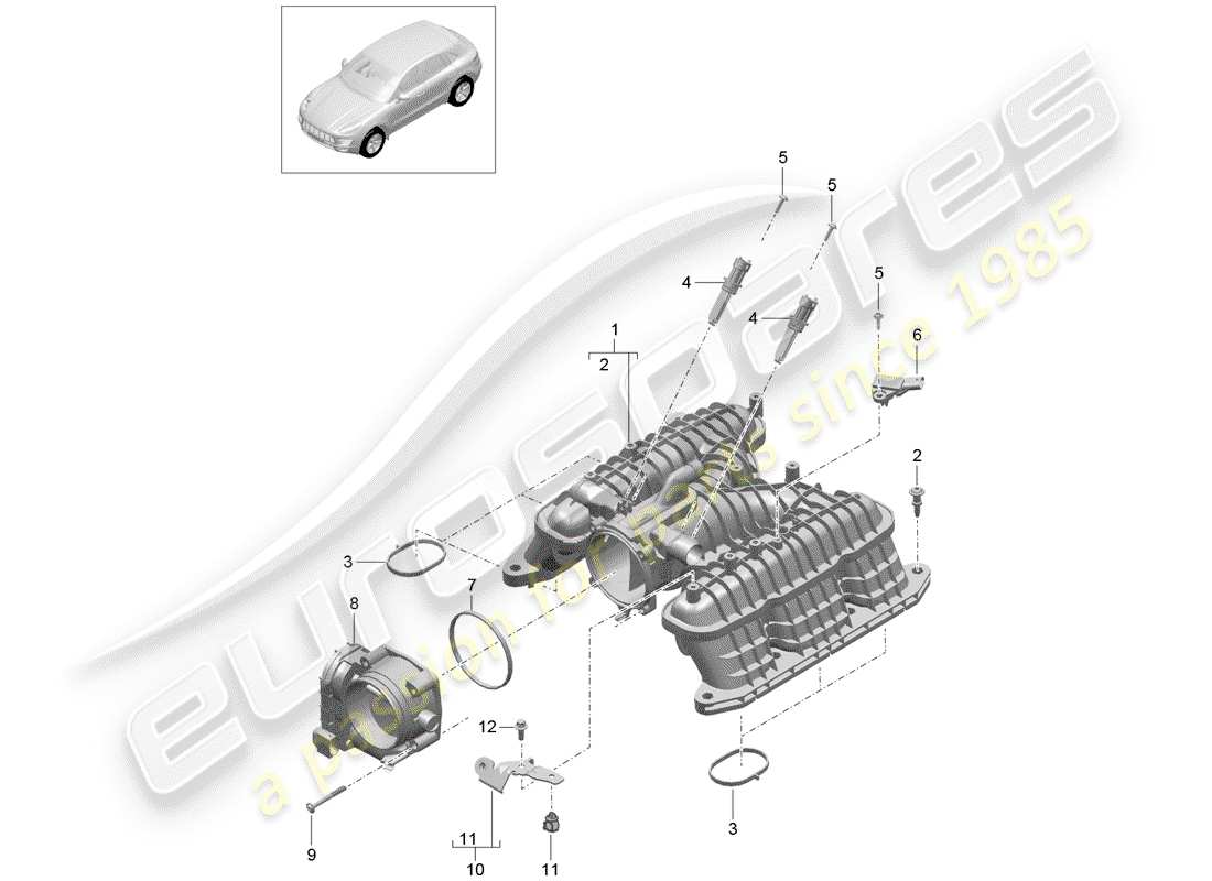 porsche 2018 (macan) intake air distributor parts diagram