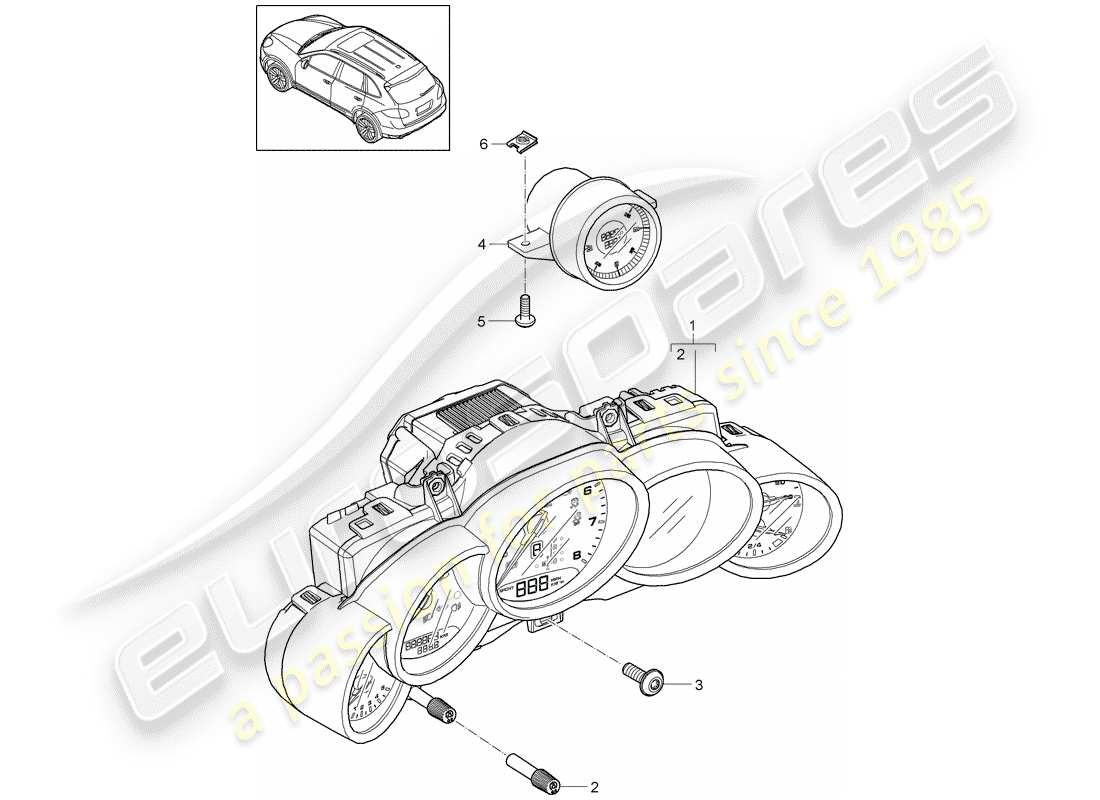 porsche 2012 (cayenne e2 92a) instrument cluster part diagram
