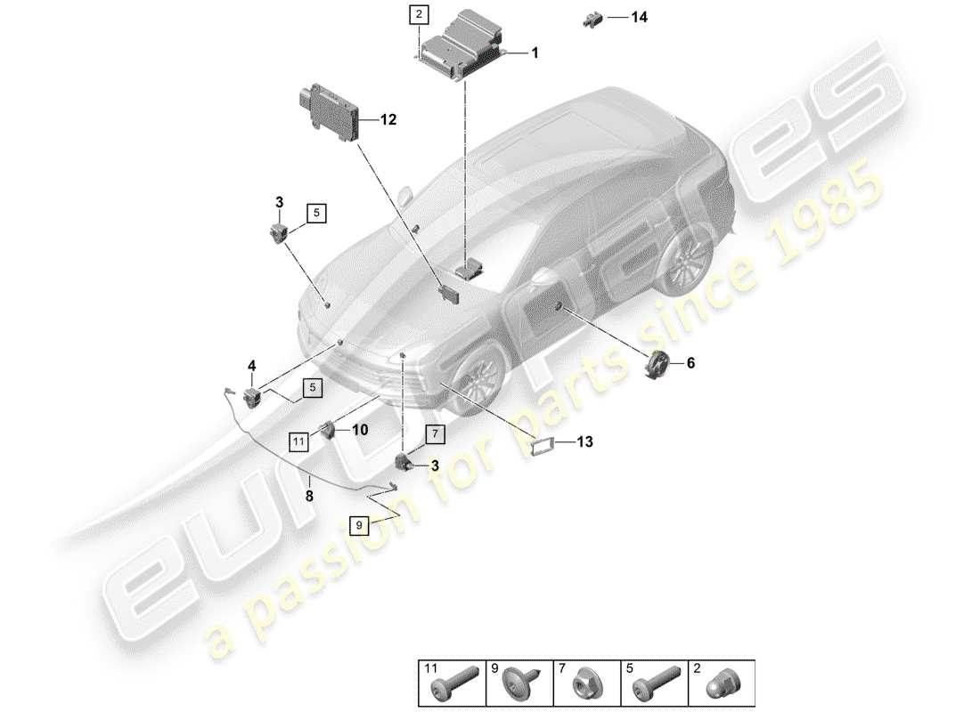 porsche 2020 (cayenne e3 9ya/9yb) electronic control module part diagram