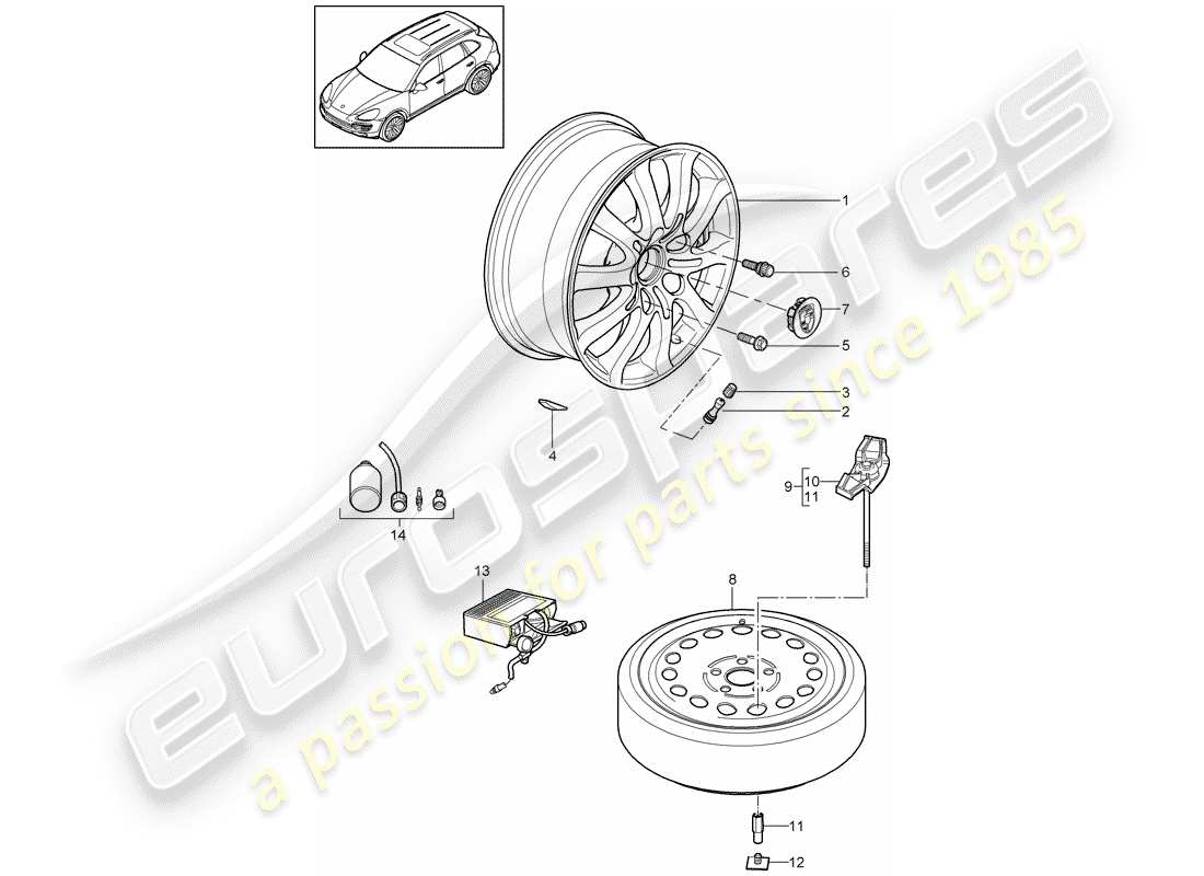 porsche cayenne e2 (2018) wheels parts diagram