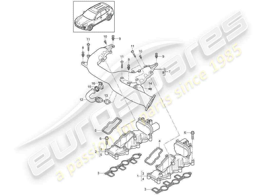 porsche 2011 (cayenne e2 92a) intake manifold part diagram