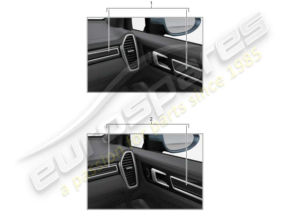 porsche 2016 (tequipment cayenne) trim for dash panel part diagram