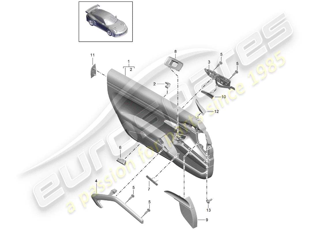 porsche 2019 (991-2 turbo) door panel part diagram