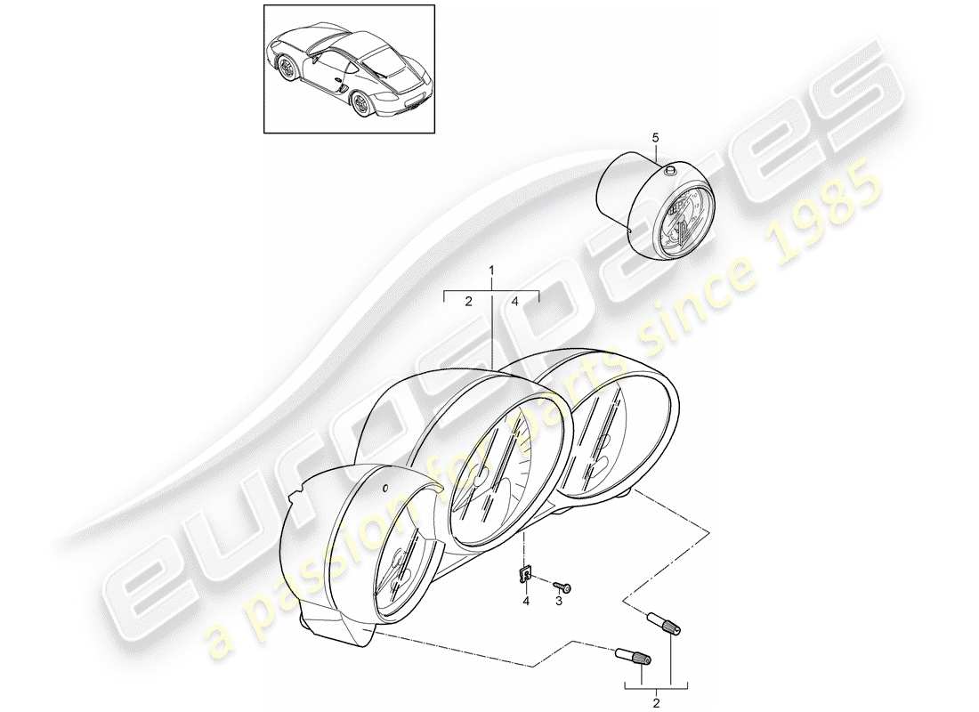 porsche 2012 (987 cayman) instruments part diagram