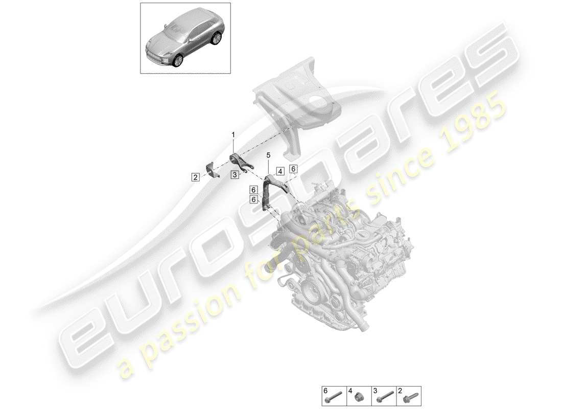 porsche 2019 (macan) engine lifting tackle part diagram
