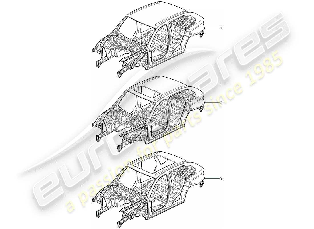porsche 2018 (cayenne e2 92a) car body parts diagram