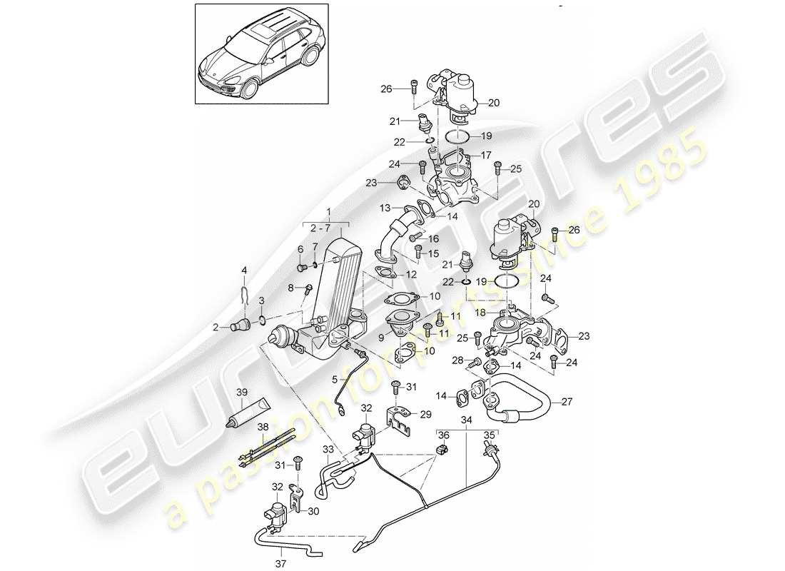 porsche 2018 (cayenne e2 92a) exhaust recirculation parts diagram