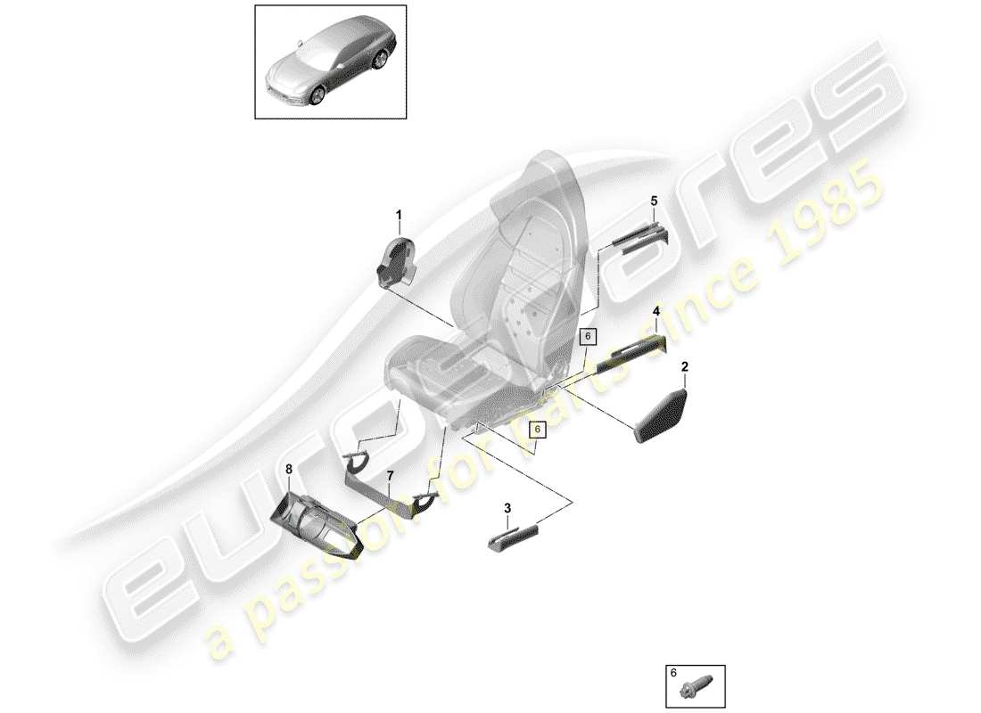porsche 2018 (panamera 971-1) seat part diagram