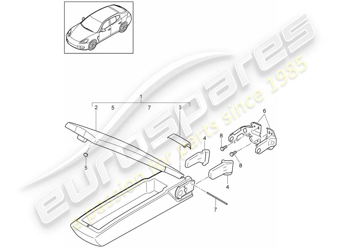 porsche 2011 (panamera 970) armrest part diagram
