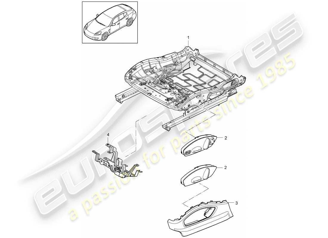 porsche panamera 970 (2011) seat frame parts diagram