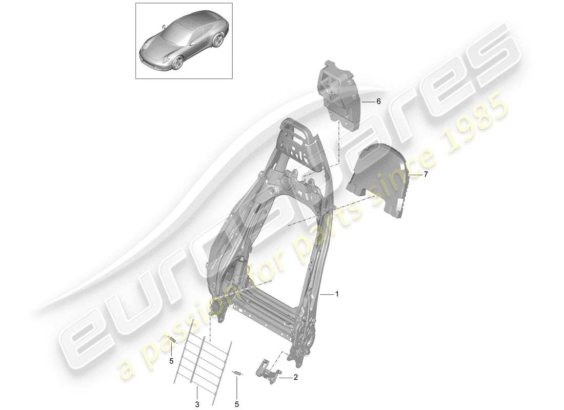 porsche 2013 (991-1) frame - backrest part diagram
