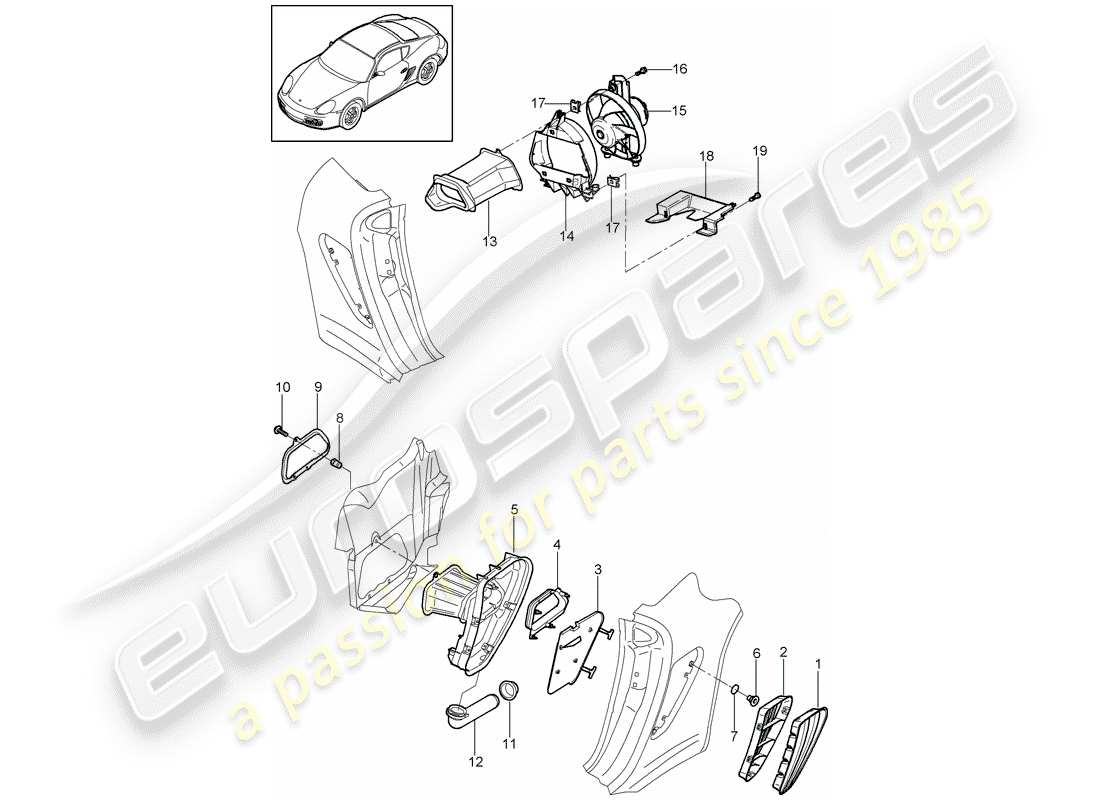 porsche 2009 (987 cayman) ventilation part diagram