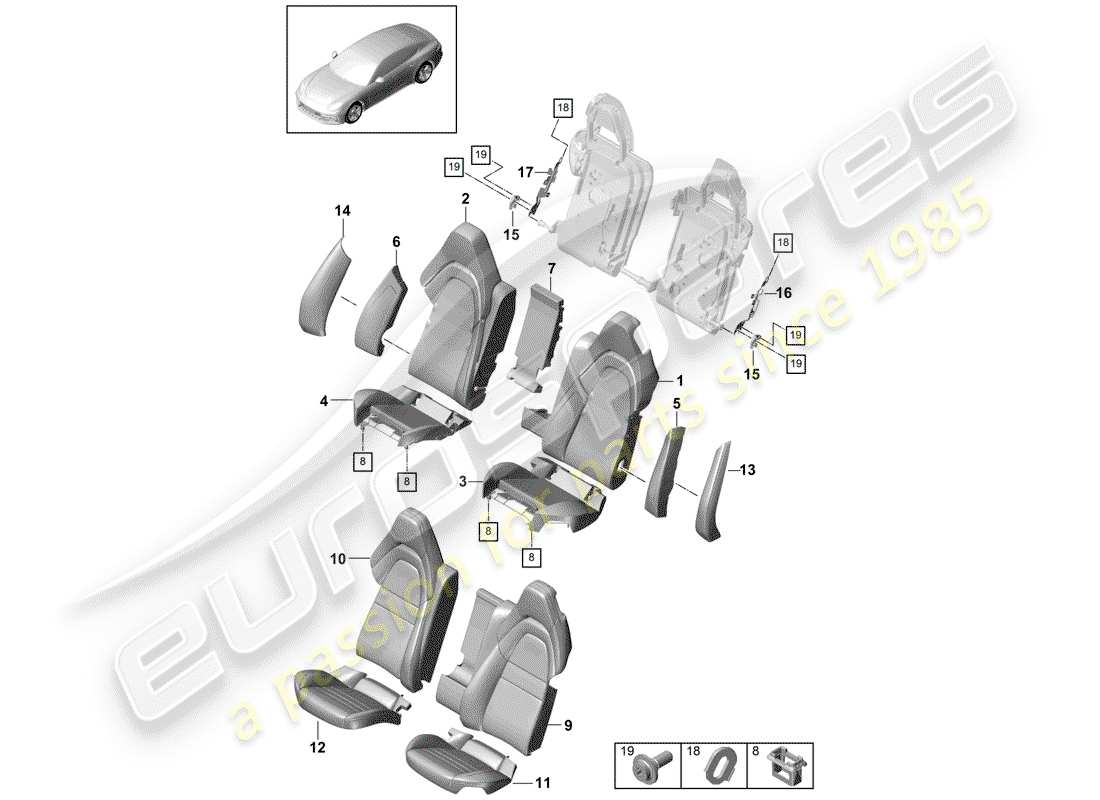 porsche panamera 971 (2017) seat parts diagram
