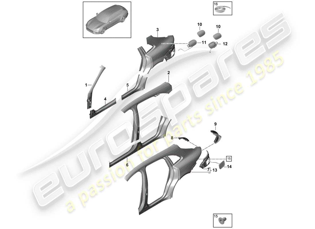 porsche 2019 (panamera 971-1) side panel part diagram